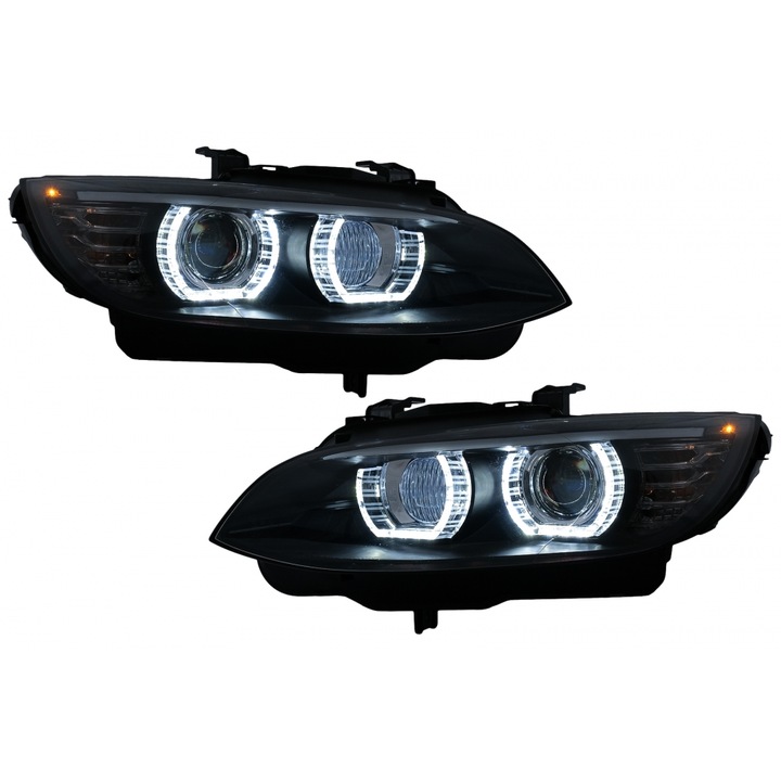 2 db-os Xenon Angel Eyes fényszórókészlet, kompatibilis a BMW 3-as sorozat E92 E93 2006-2010 3D fekete színben