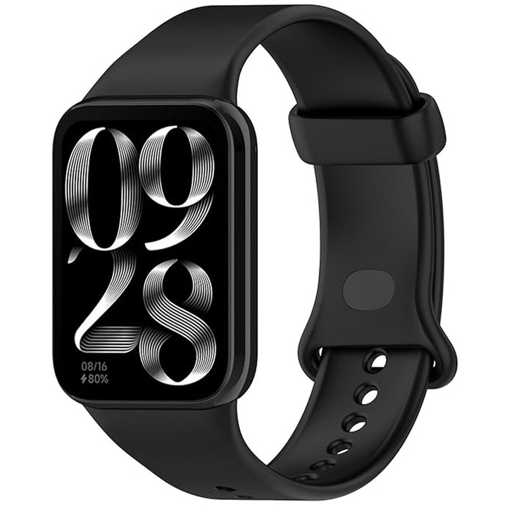 Спортна каишка за Xiaomi Mi Band 8 Pro / Band 9 Pro / RedMi Watch 4, регулируема с копче, силиконова, черна