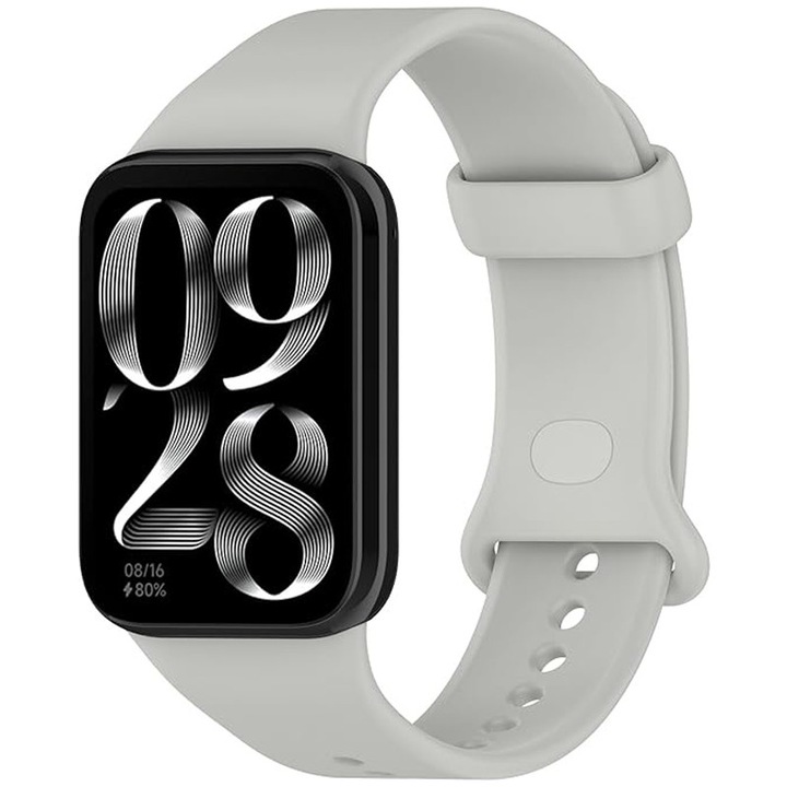 Спортна каишка за Xiaomi Mi Band 8 Pro / Band 9 Pro / RedMi Watch 4, регулируема с копче, силиконова, сива
