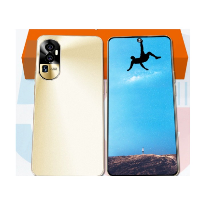 Телефон, голям 6,7-инчов екран, смартфон, Android 8.1 1TB система, 4G, инсталируема двойна карта, златист