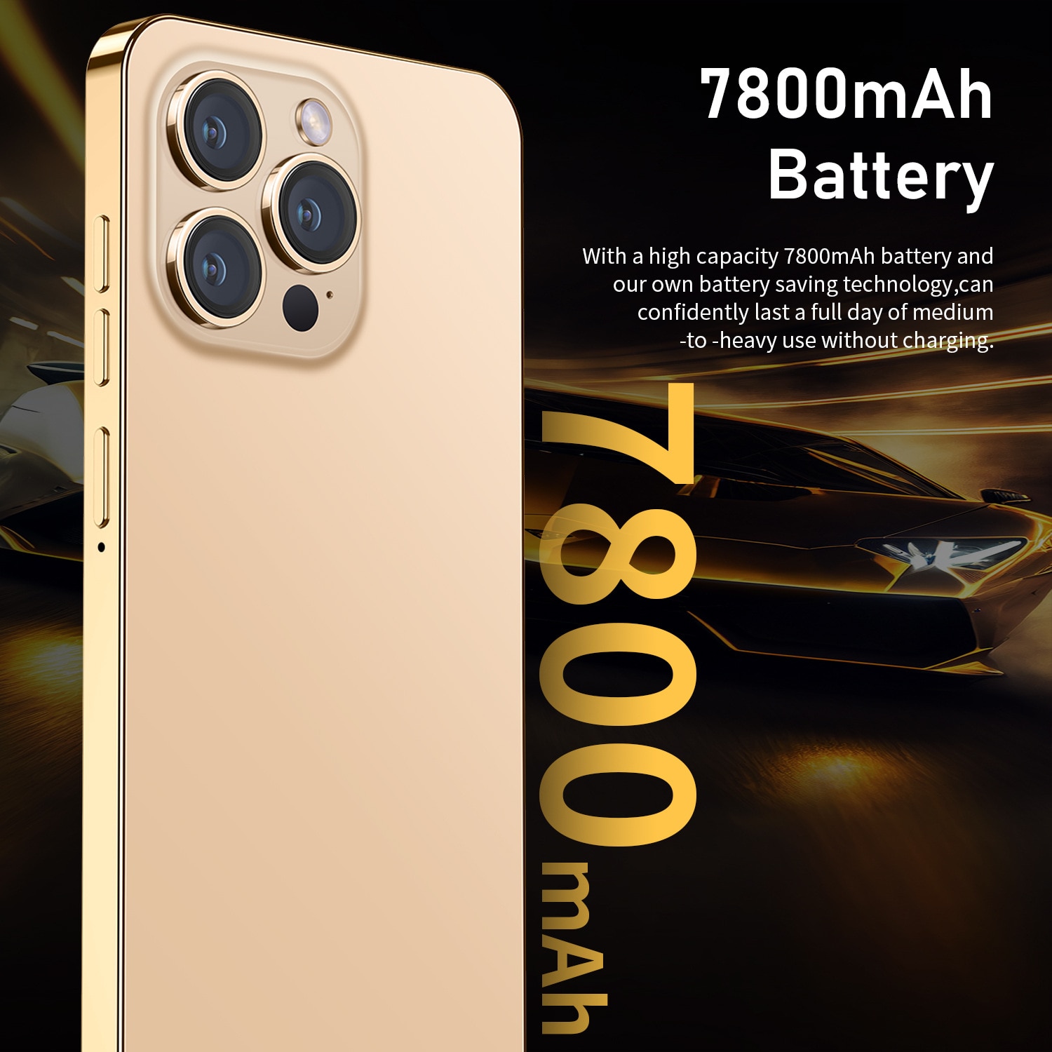 Telefon, 16 GB, ecran de 6.5 inch, pixeli ultra-inalti, camera frontala pentru frumusete, recunoastere faciala，Aur, nobil
