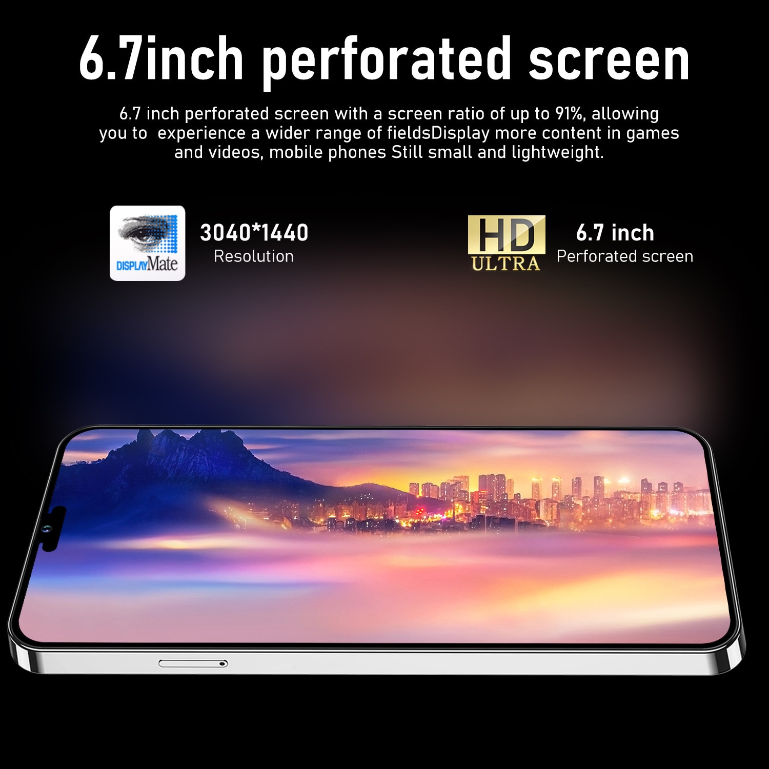 Telefon, 16 GB, ecran de 6.5 inch, pixeli ultra-inalti, camera frontala pentru frumusete, recunoastere faciala，Aur, nobil