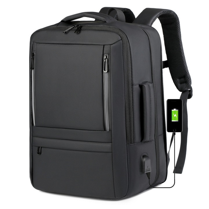 Rucsac Pentru Laptop Camaterlot, Capacitate Laptop De 17.3", 40l, Extensie Cu 6 Cm, Cu Port De iNcaRcare Usb, Ergonomic, 31x12x43cm, Negru