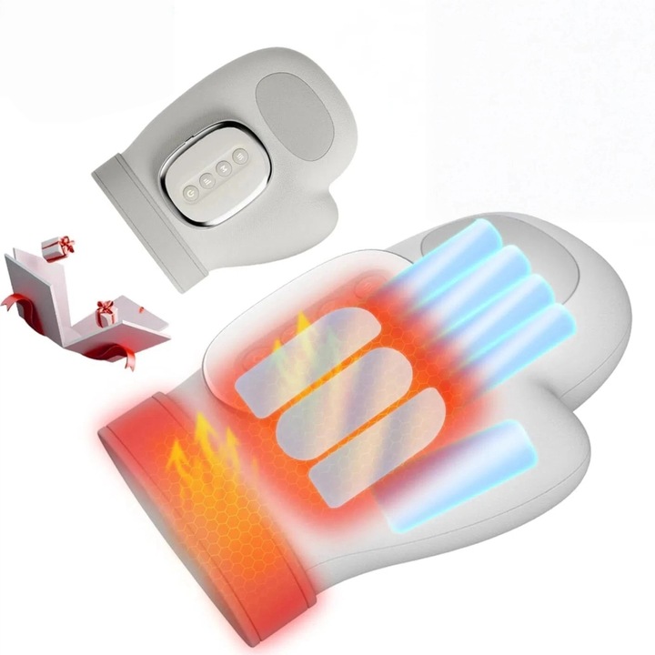 Смарт ръчен масажор с топлина и компресия, 3 масажа, 3 температури, 5 интензитета, подарък за жени и мъже