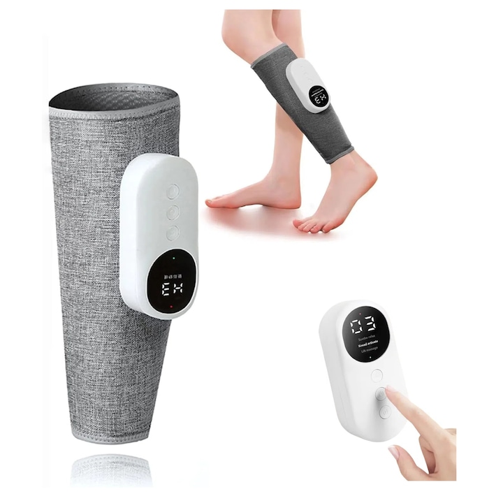 Въздушен компресионен масажор за прасци, за кръвообращение и облекчаване на болката, масажор за крака с топлина, облекчава умората, помага при отоци и разширени вени, подаръци (1 бр.)