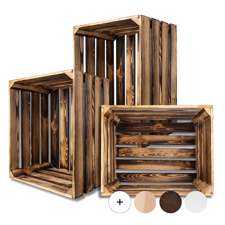 Cutie din lemn maro, Creative Deco, 50 x 40 x 30 cm, de lemn in stil vintage, shabby, Ideala pentru Obiecte, Fructera, Cutii Decorative pentru Decorare DIY