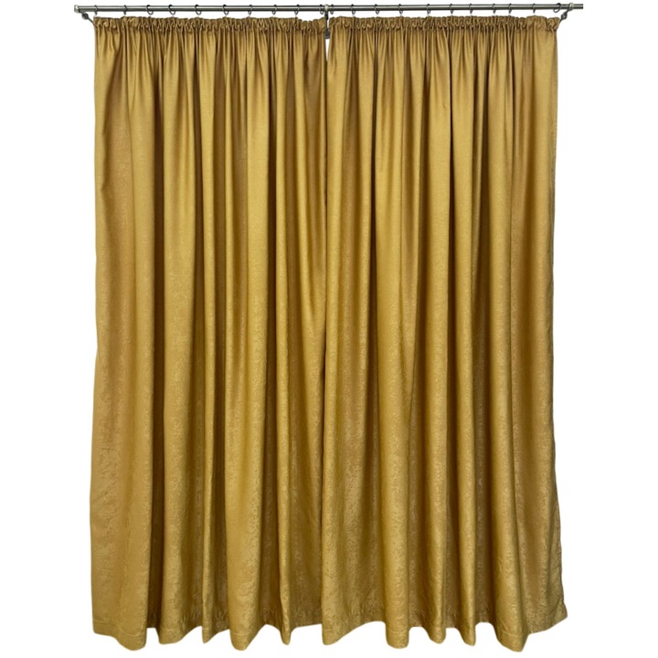 Set doua draperii semiopace, LIZ LINE, colectia "Unik", mustar, 200x245cm