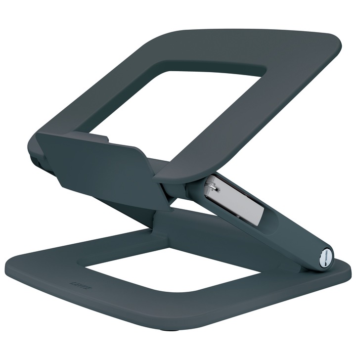 Suport ergonomic Leitz Ergo, pentru laptop, ajustabil, plastic partial reciclat, gri-carbune