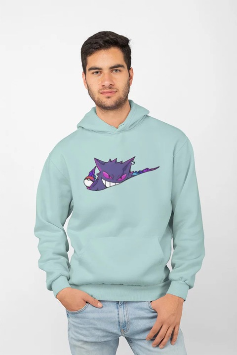Унисекс суичър с качулка D&B AN00009 Pokemon, ментово зелено - размер XL
