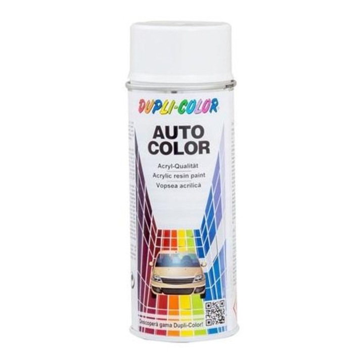 Spray vopsea auto DUPLI-COLOR 350112, alb boreal, retus auto, non-metalizat, 350 ml