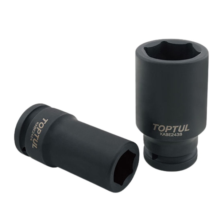 Cheie TOPTUL KABE2422, tubulara de impact, antrenor patrat 3/4 inch, deschidere cheie 22 mm, lungime 90 mm, otel crom molibden