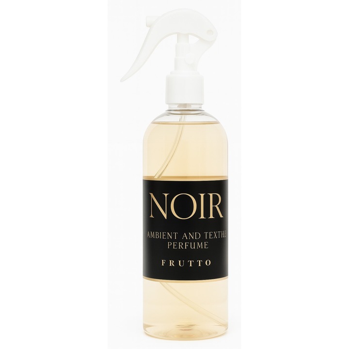 Parfum spray pentru textile si ambient NOIR FRUTTO, 500 ml, odorizant care NU PATEAZA, neutralizeaza eficient mirosurile neplacute de fum, animale de companie si altele, ofera prospetime de durata. Ideal pentru perdele, lenjerii, covoare, canapea