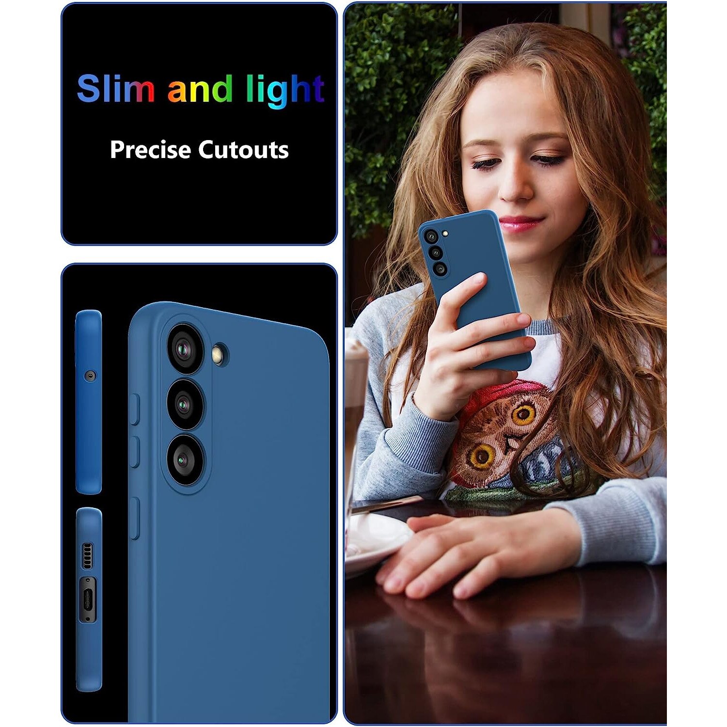 Husa Joyshell pentru Samsung Galaxy A14, SIlicon Catifelat Cu Interior Microfibra, Protectie la Camere, Albastru
