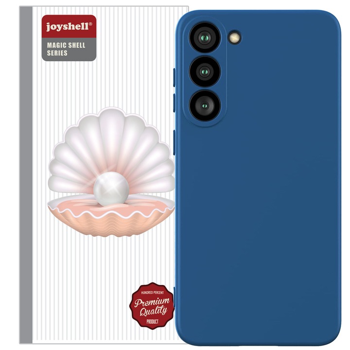 Husa Joyshell pentru Samsung Galaxy A14, SIlicon Catifelat Cu Interior Microfibra, Protectie la Camere, Albastru