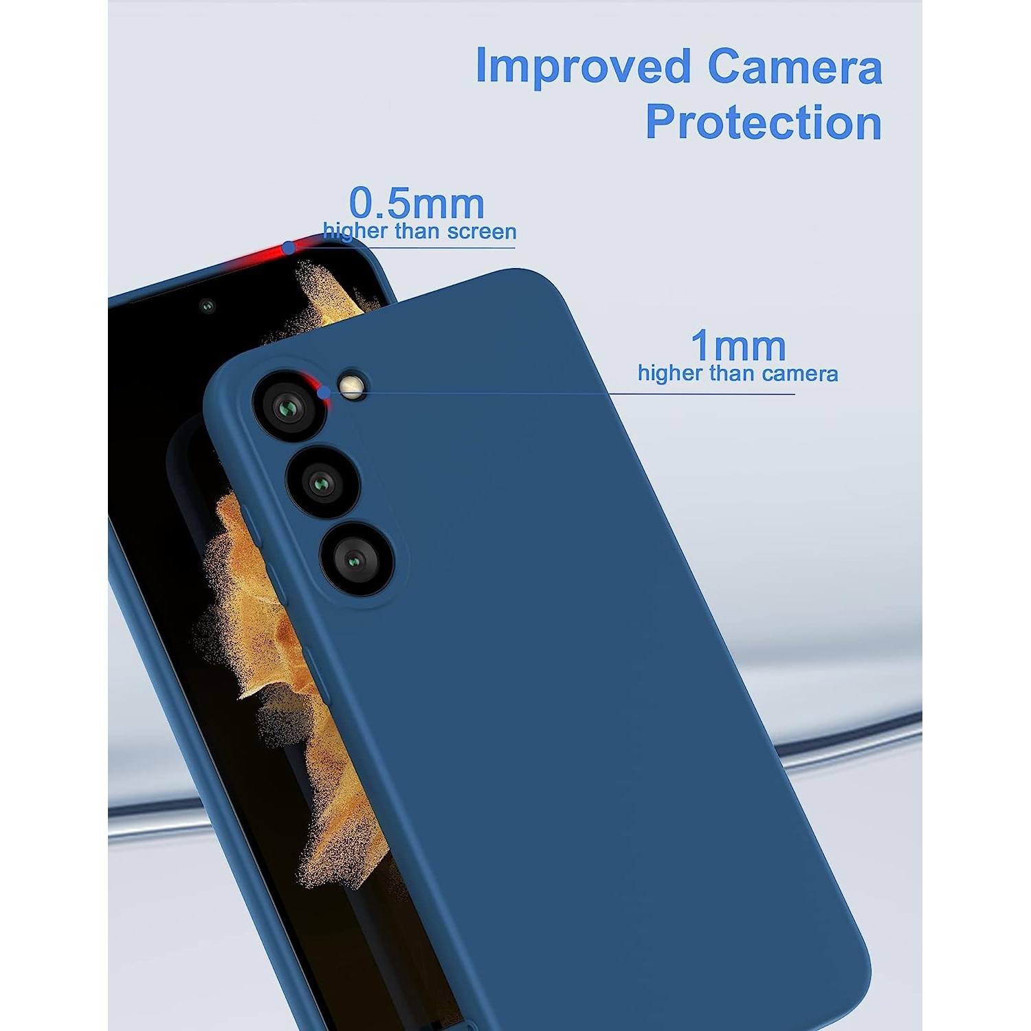 Husa Joyshell pentru Samsung Galaxy A14, SIlicon Catifelat Cu Interior Microfibra, Protectie la Camere, Albastru