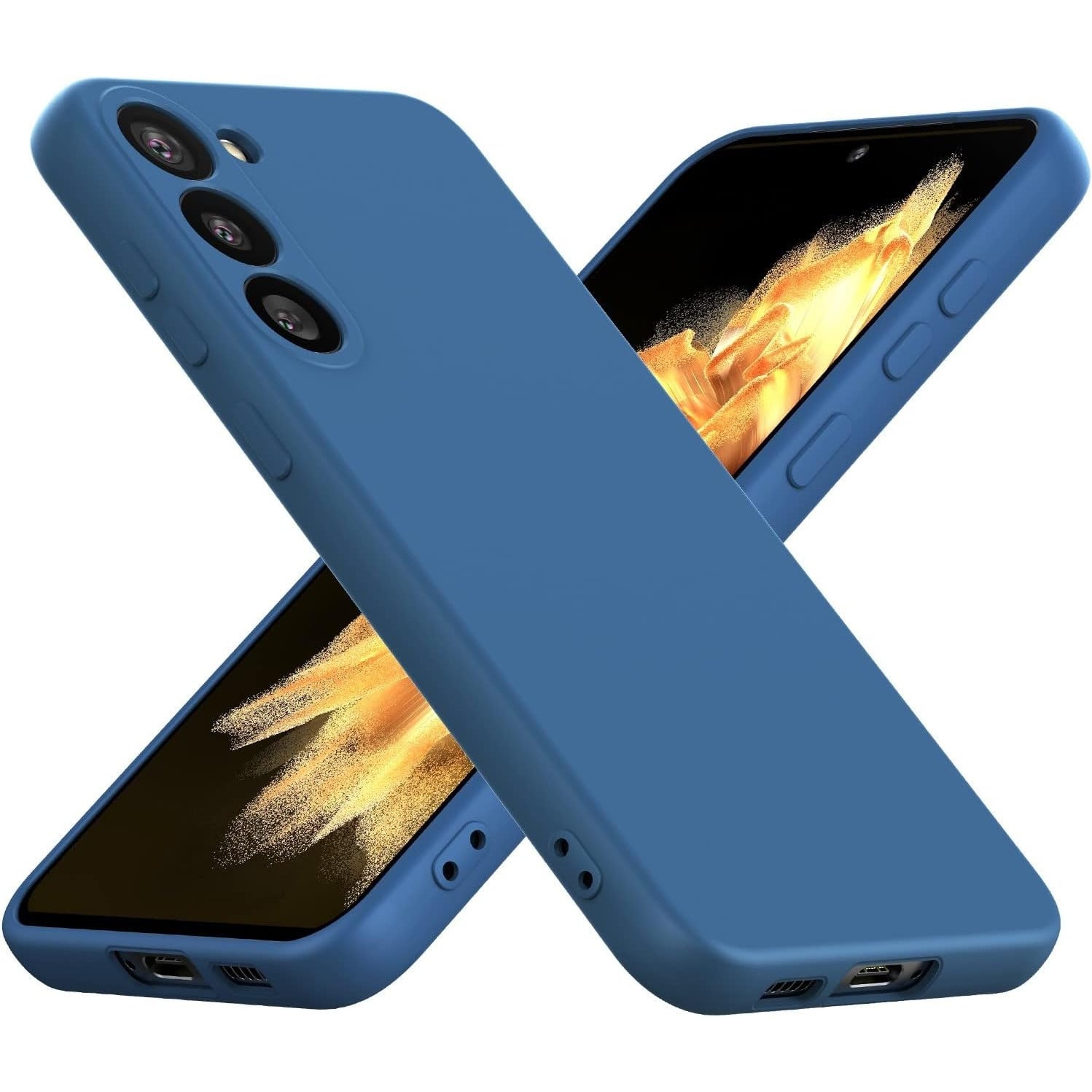 Husa Joyshell pentru Samsung Galaxy A14, SIlicon Catifelat Cu Interior Microfibra, Protectie la Camere, Albastru