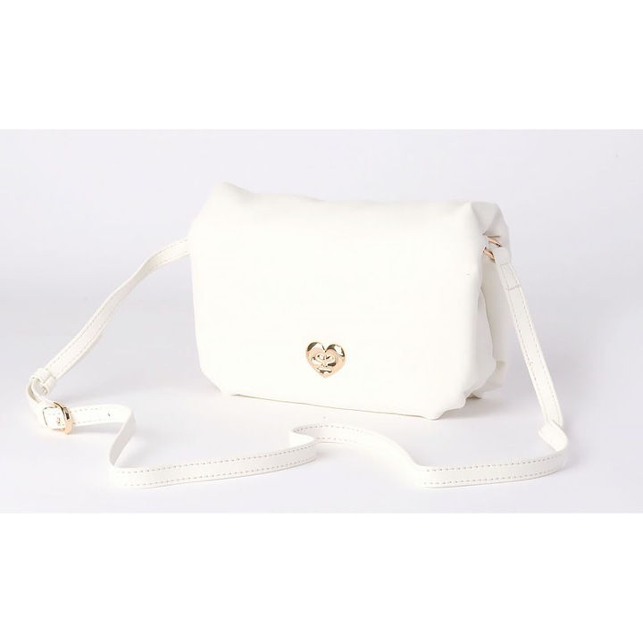 Sarabanda, Elegáns lánykatáska ekológikus bőrből, vállpánttal, ideális különleges alkalmakra, Fehér, Univerzális