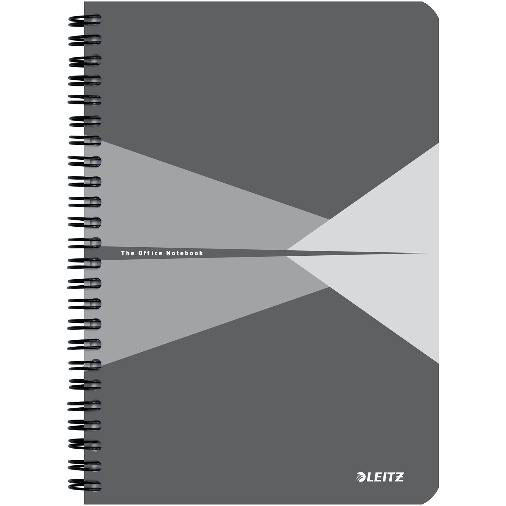 Caiet de birou Leitz Office, carton laminat, certificare FSC, reciclabil, A5, 90 coli, cu spira, matematica, gri