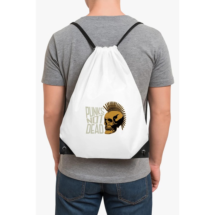 Rucsac alb unisex, compartiment încăpător, 40x30x1cm