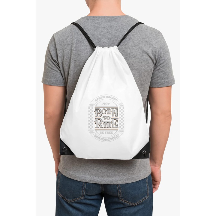 Rucsac unisex alb minimalist, compartiment încăpător, 40x30x1cm