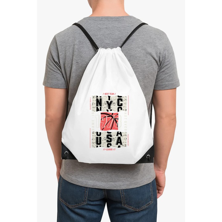 Rucsac alb UNISEX, design minimalist, 40x30x1 cm