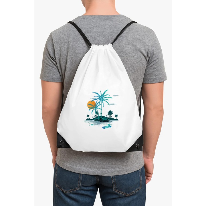 Rucsac alb unisex, minimalist, compartiment încăpător, 40x30x1-0cm