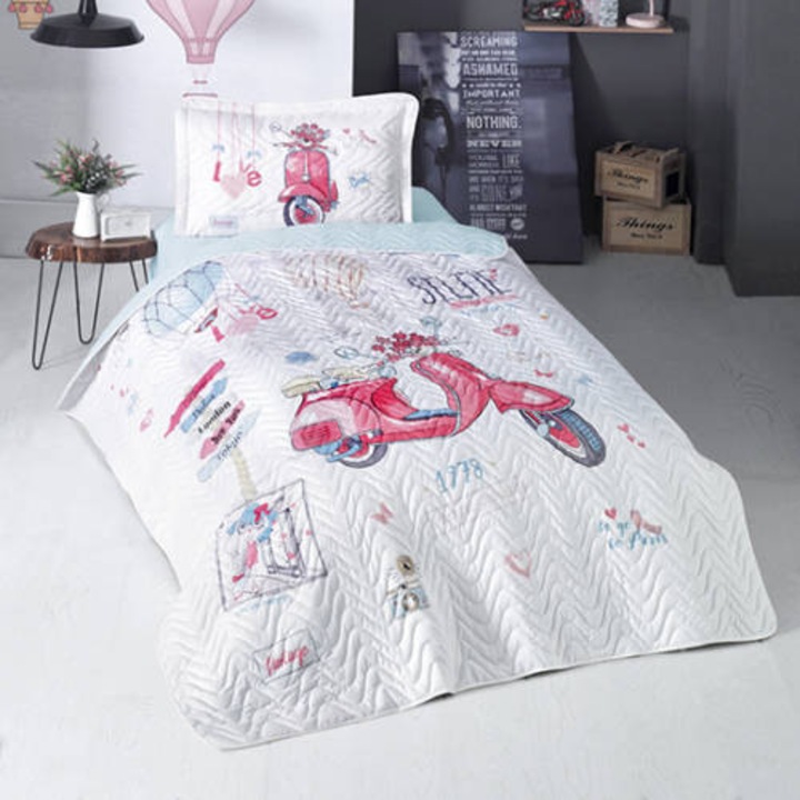 Cuvertură matlasată set 2 piese Clasy - bumbac 100%, 160x220cm, multicolor