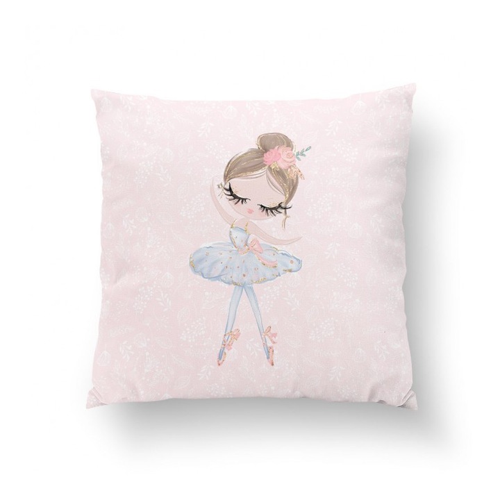Material textil, Panou de bumbac 38x38 cm Balerina roz, bumbac 100%