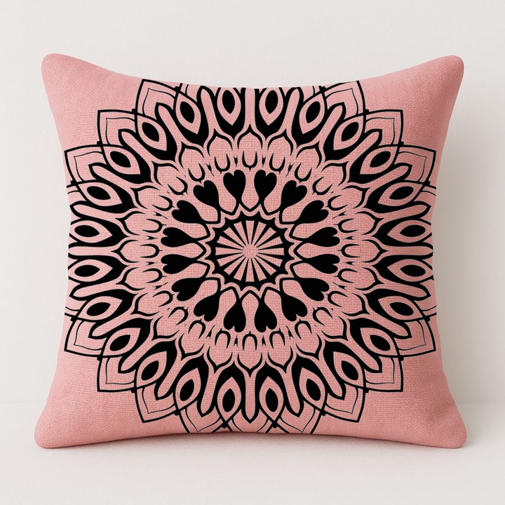 Set perna și față de pernă 50x50cm, roz, bumbac, model simplu