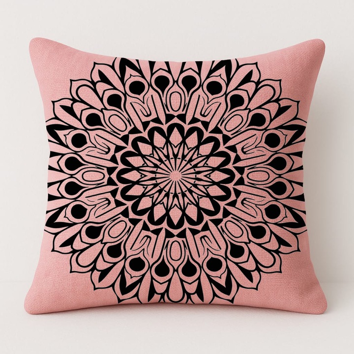 Set pernă și față de pernă 50x50cm, roz, bumbac, medie fermitate