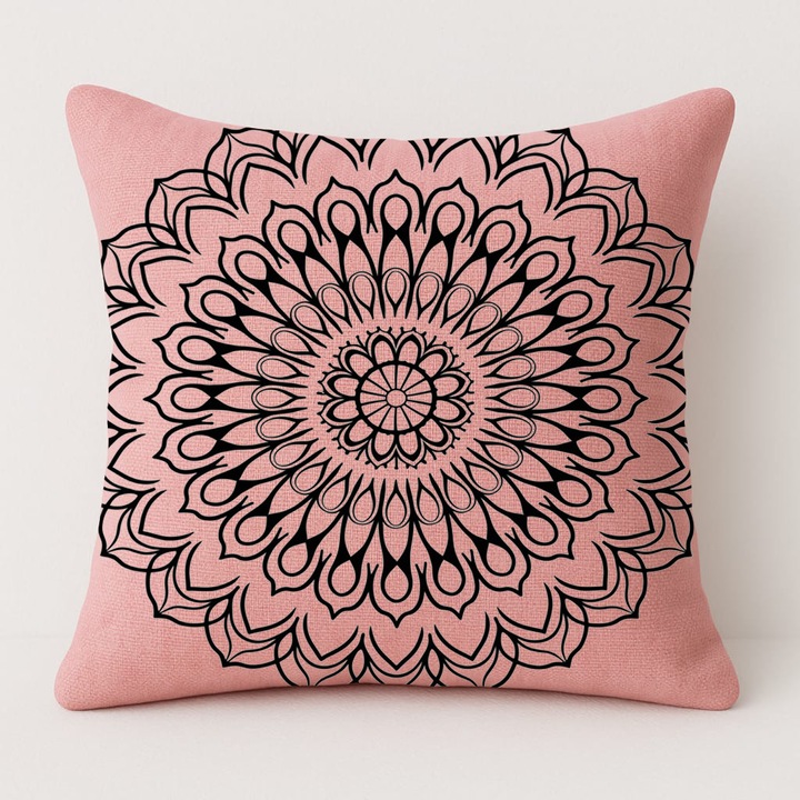 Set perna și față de perna 50x50cm, roz, medie fermitate, umplutură puf