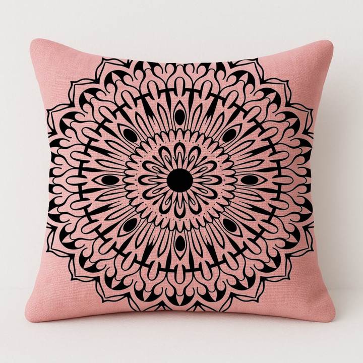 Párna és párnahuzat szett, rózsaszín, 50x50cm, pamut, közepesen kemény