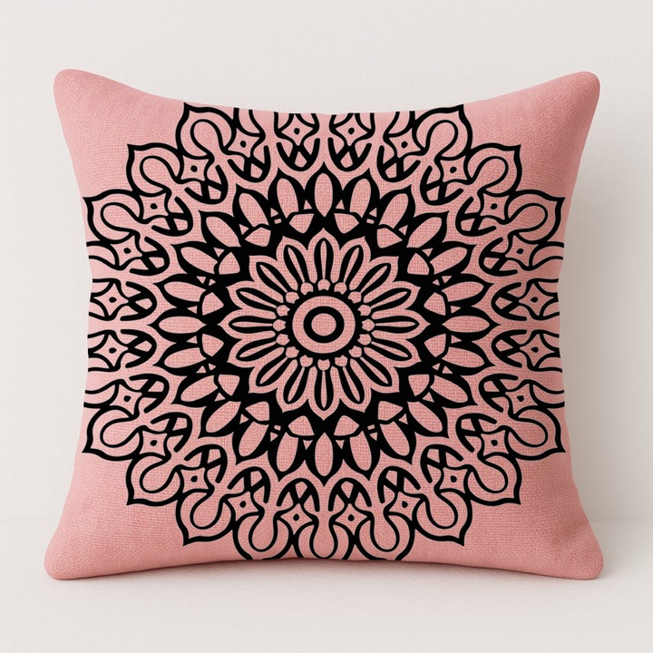 Párna és párnahuzat szett, rózsaszín, 50x50cm, pamut, közepesen kemény