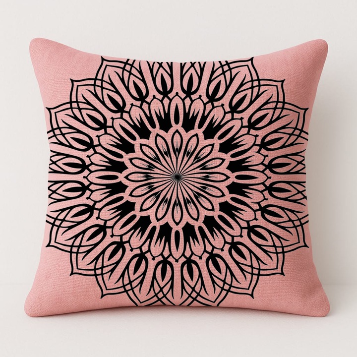 Set pernă și față de pernă, roz, 50x50cm, material bumbac