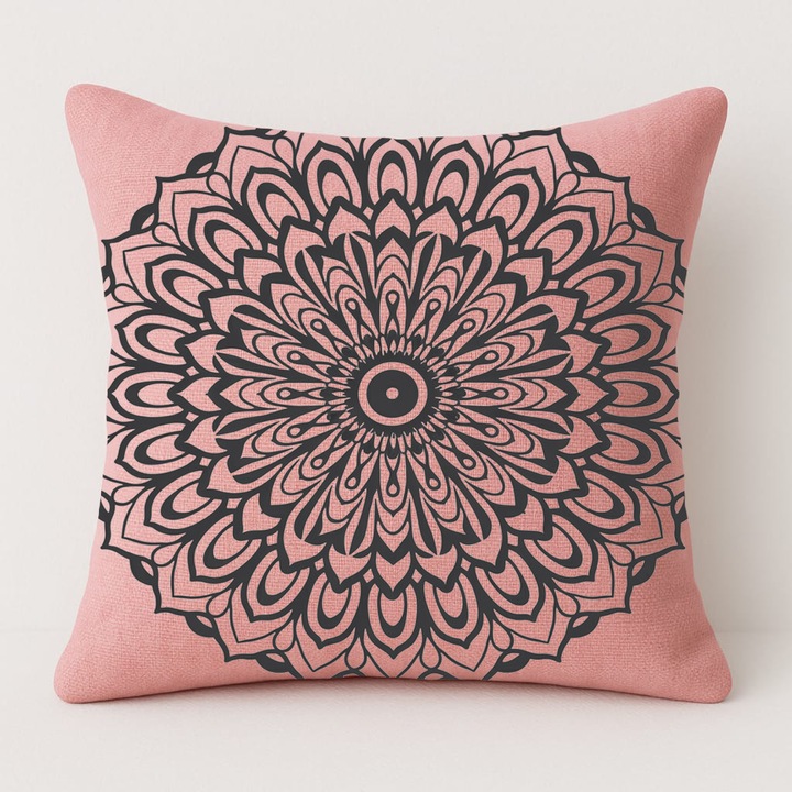 Set perna și față de pernă 50x50cm, roz, medie fermitate, material puf