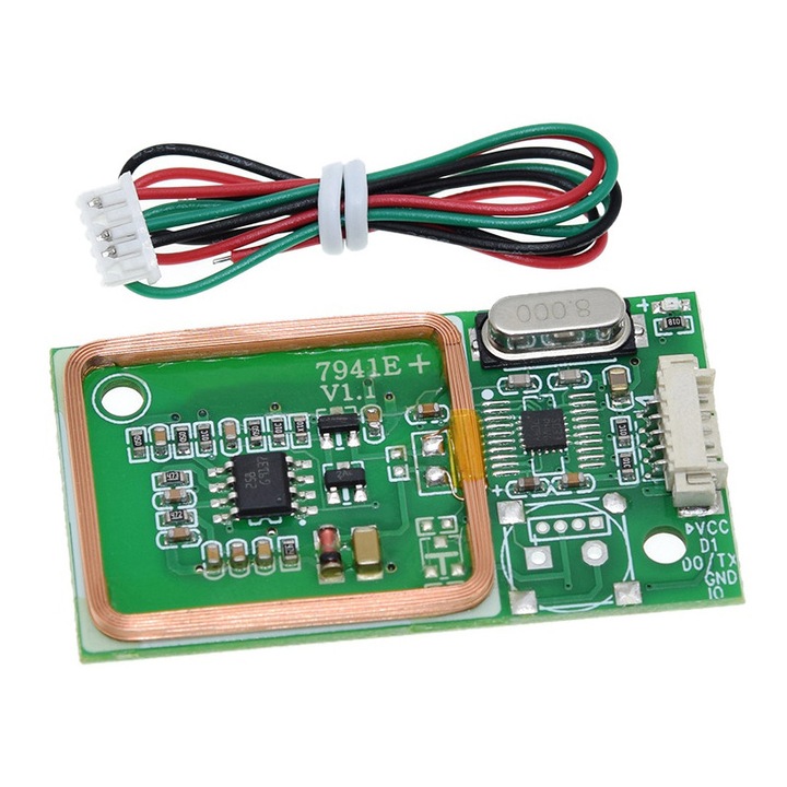 Cititor de carduri Wireless RFID UART 125KHz, EM4100 compatibil Arduino, DC 5V