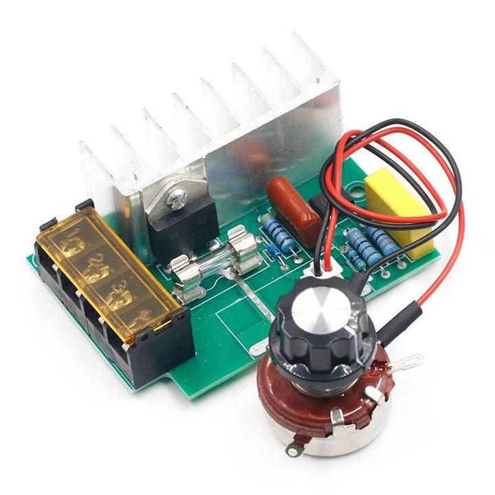 Regulator de tensiune si controler viteza motor SCR 4000W, AC 220V cu potentiometru extern