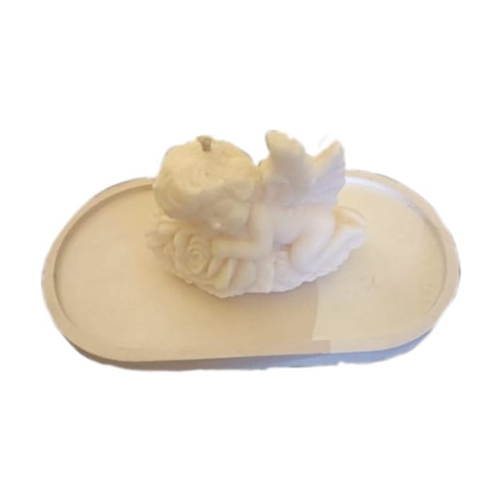 Lumanare din ceara naturala, model ingeras, timp ardere 30 h, 300 g