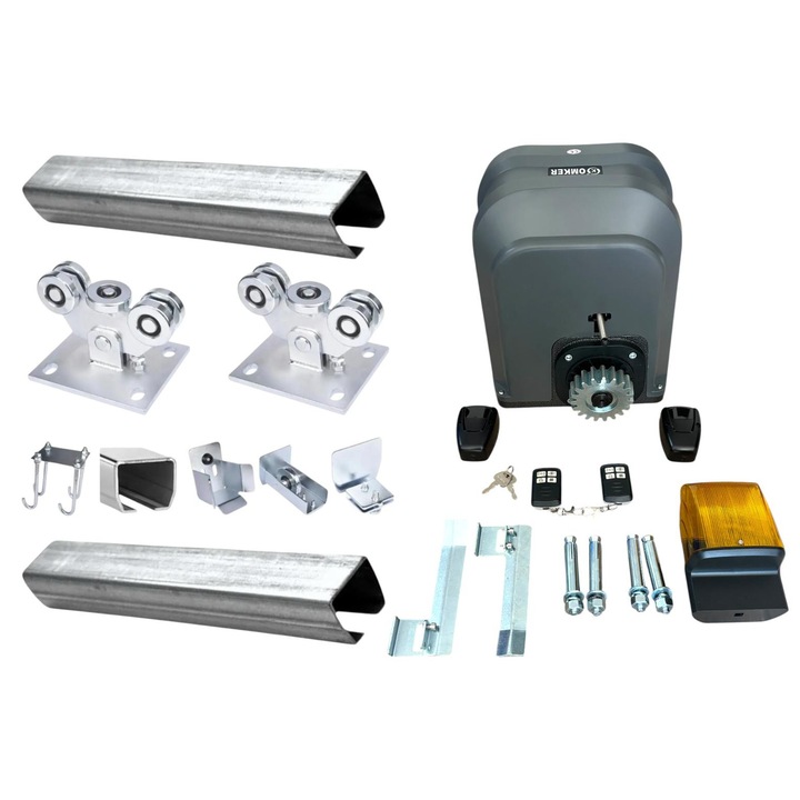 Pachet complet poarta autoportanta automatizata, pana la 600-800 kg, motor DCK-166D, 450W, telecomenzi, fotocelule si lampa de avertizare, AVI-3475-3804