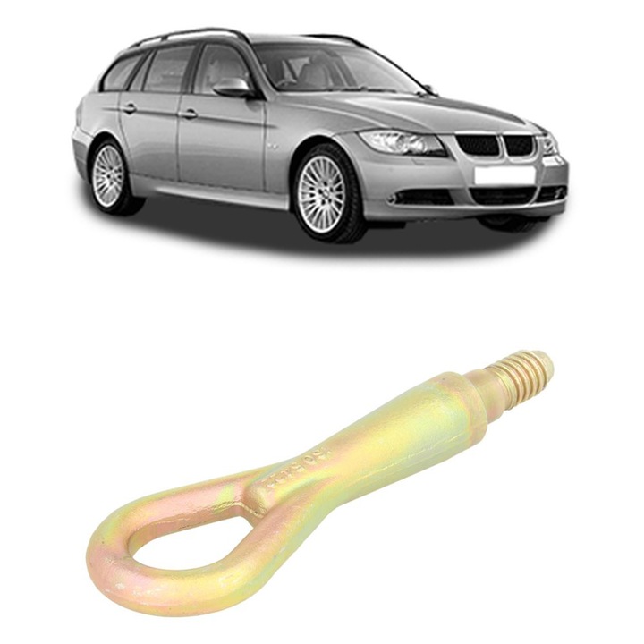 Cui carlig remorcare, CRI-FLO, otel, robust, set cu 4 stickere, pentru BMW Seria 3 Touring (E91) 2004 - 2012