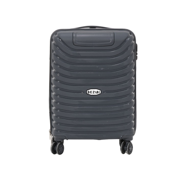 Repülőgép kabin gurulós poggyász, Bezubi, 40x30x20cm, kézipoggyász, gurulós poggyász biztonsági cipzárral, kóddal, hosszú teleszkópos fogantyúval, bőrönd 4 dupla kerékkel, levehető, 360°-ban forgatható, tartós ABS bőrönd, 2 rekesz zsebbel, 10kg+, fekete