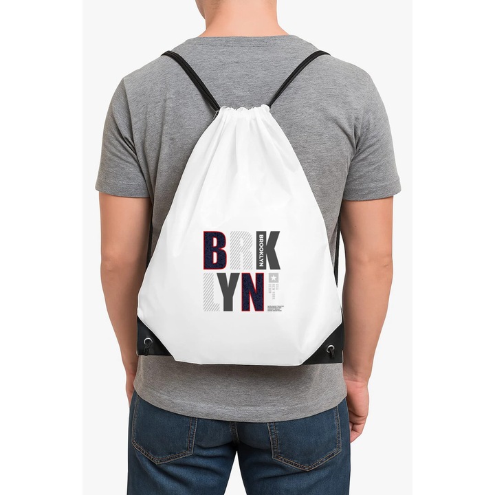 Rucsac alb unisex, 40x30x1cm, design minimalist