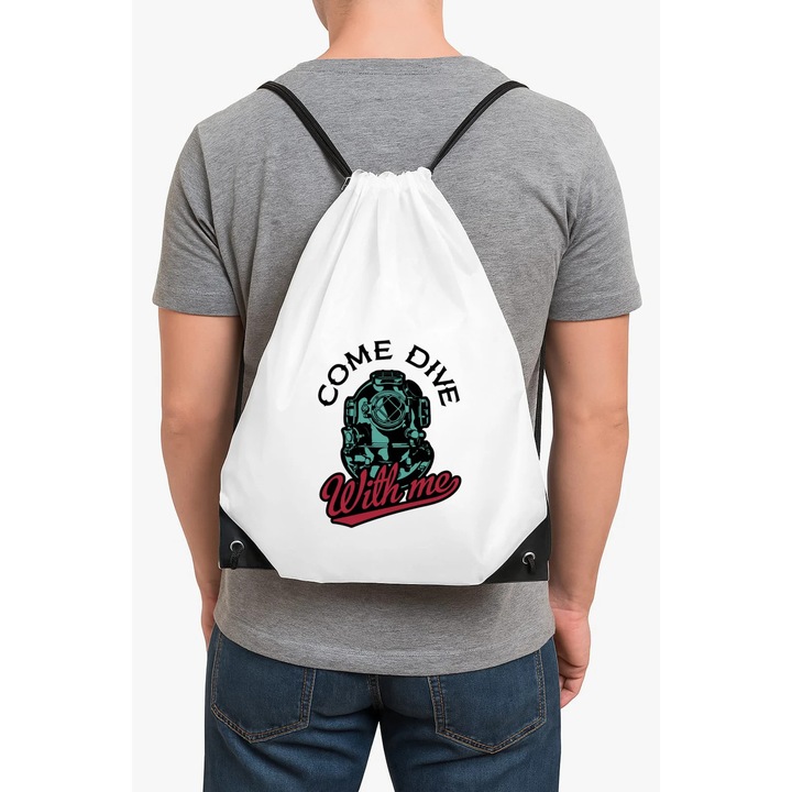 Rucsac alb unisex, design minimalist, compartiment încăpător, 40x30x1cm