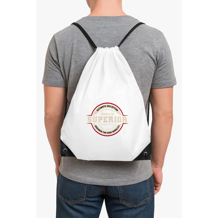 Rucsac alb unisex, model minimalist, 40x30x1cm