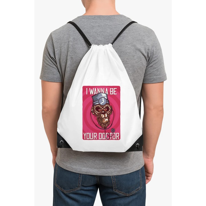 Rucsac alb unisex, minimalist, compartiment încăpător, 40x30x1cm