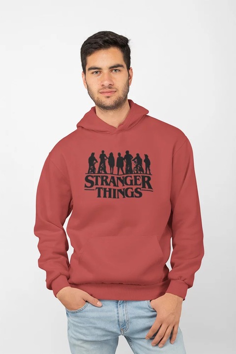 Hanorac unisex D&B MO00082 Stranger Things Rosu pal - Marimea L