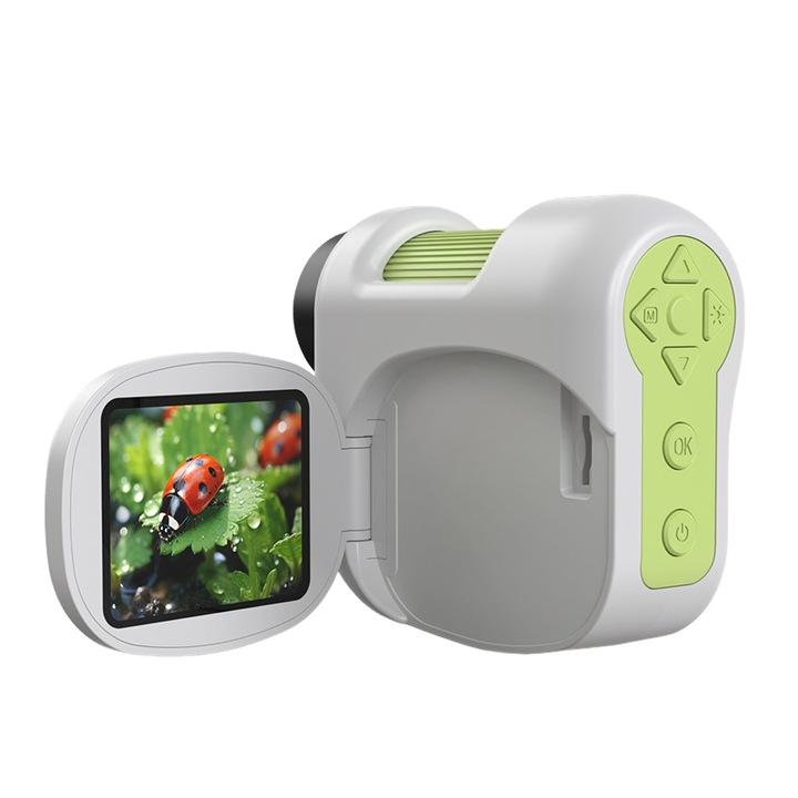 Детски микроскоп 3 в 1, 2 инча, 1080P, 6 нива на увеличение, зелен