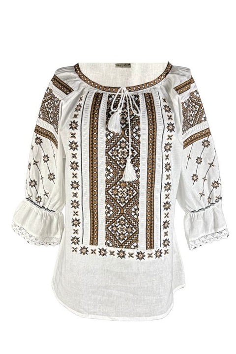 Bluza dama RA25 alb/maro, marimea 3XL
