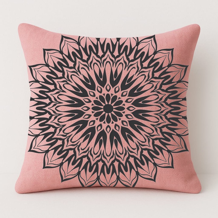 Perna set + Fata de perna, roz, 50x50cm, medie, puf