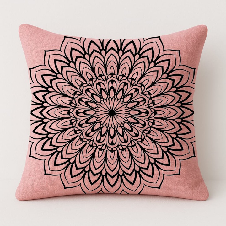 Set pernă și față de pernă 50x50cm, roz, bumbac, medie fermitate